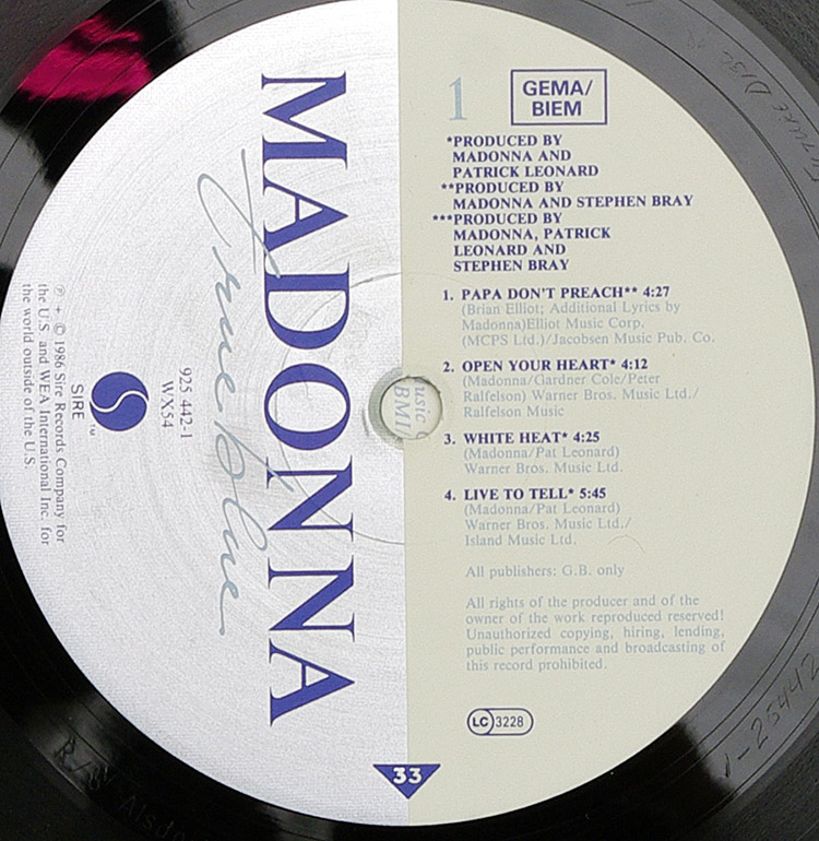  MADONNA True Blue в продаже