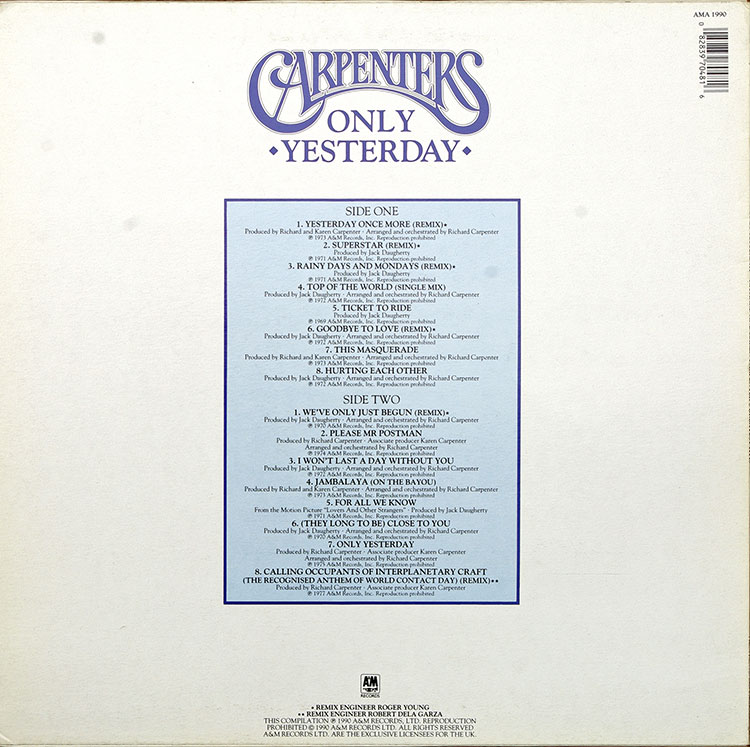  Carpenters Only Yesterday в продаже