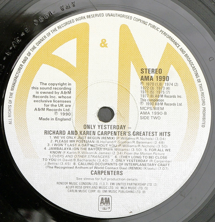 Carpenters Only Yesterday в продаже